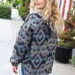 Call For You Grey Aztec Half Zip High Neck Hoodie