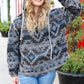 Call For You Grey Aztec Half Zip High Neck Hoodie