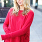 Going My Way Red Hacci Dolman Pocketed Sweater Top