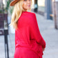 Going My Way Red Hacci Dolman Pocketed Sweater Top