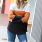 Heather Grey & Rust Color Block Hoodie Top