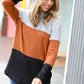 Heather Grey & Rust Color Block Hoodie Top