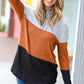 Heather Grey & Rust Color Block Hoodie Top