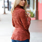 Be Your Best Rust Marled Cowl Neck Pocketed Top