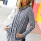 Be Your Best Grey Marled Cowl Neck Pocketed Top