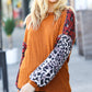 More Than Lovely Rust Colorblock Leopard Knit Top