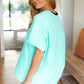 Weekend Ready Mint Drop Shoulder V Neck Woven Top