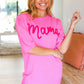 Take A Bow Pink "Mama" Embroidery Puff Sleeve Sweater Top