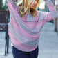 On The Run Magenta Multicolor Vintage Textured Knit Top