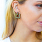 Gold Geometric Rhinestone Detail Dangle Earrings