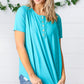 Sky Blue Dolphin Hem Shell Button Down Top