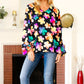 Be Bold Black Floral Hi-Lo Ruffle Sleeve Woven Top