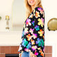 Be Bold Black Floral Hi-Lo Ruffle Sleeve Woven Top