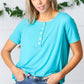 Sky Blue Dolphin Hem Shell Button Down Top