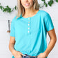 Sky Blue Dolphin Hem Shell Button Down Top