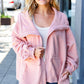 Beautiful You Blush Cinched Waist Zip Up Fleece Jacket