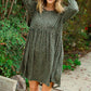 Olive Ditzy Animal Print Pocketed Babydoll Swing Dress