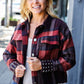 City Streets Burgundy & Rust Plaid Studded Cropped Jacket