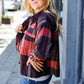 City Streets Burgundy & Rust Plaid Studded Cropped Jacket