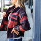 City Streets Burgundy & Rust Plaid Studded Cropped Jacket