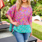 Vacay Ready Fuchsia Paisley Floral Dolman Sleeve Shark Bite Top