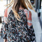 Boho Floral Ethnic Print Front Tie Woven Blouse