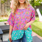 Vacay Ready Fuchsia Paisley Floral Dolman Sleeve Shark Bite Top