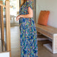 Just Feels Right Navy Blue Floral V Neck Dolman Maxi Dress