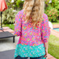 Vacay Ready Fuchsia Paisley Floral Dolman Sleeve Shark Bite Top