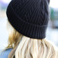 Black Cable Knit Beanie