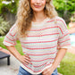 Stand Out Oatmeal & Lavender Stripe Netted Crochet Sweater Top