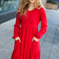 Lady In Red Hacci Fit & Flare Ruffle Dress