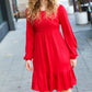 Lady In Red Hacci Fit & Flare Ruffle Dress