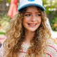 Baby Blue Glitter Smiley Face Mesh Trucker Hat