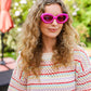 Fuchsia Oval Cat Eye Scalloped Sunglasses