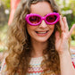 Fuchsia Oval Cat Eye Scalloped Sunglasses