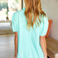 Follow Me Mint Frill Mock Neck Woven Top