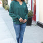 Lock Eyes Hunter Green Notched Neck With Patch Oversized Sweater