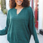 Lock Eyes Hunter Green Notched Neck With Patch Oversized Sweater