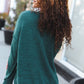 Lock Eyes Hunter Green Notched Neck With Patch Oversized Sweater