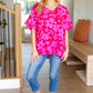 Tropical Trance Magenta Floral V Neck Woven Top