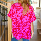 Tropical Trance Magenta Floral V Neck Woven Top