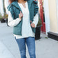 Feeling Festive Hunter Green Zipper Up Quilted Ruffle Sleeve Puffer Vest