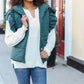 Feeling Festive Hunter Green Zipper Up Quilted Ruffle Sleeve Puffer Vest