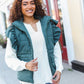 Feeling Festive Hunter Green Zipper Up Quilted Ruffle Sleeve Puffer Vest