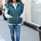 Feeling Festive Hunter Green Zipper Up Quilted Ruffle Sleeve Puffer Vest