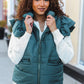 Feeling Festive Hunter Green Zipper Up Quilted Ruffle Sleeve Puffer Vest