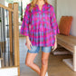 Back To Basics Fuchsia Plaid Notched Neck Babydoll Top