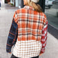 Catch Glances Muticolor Plaid Color Block Snap Button Shacket