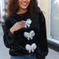 Home For The Holiday Silver Sequin Bow Velvet Pullover Top